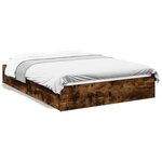 vidaXL Cadre de lit à tiroirs chêne fumé 135x190 cm bois d'ingénierie