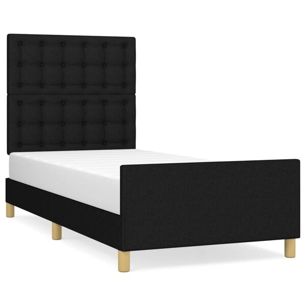 vidaXL Cadre de lit avec tête de lit Noir 90x190 cm Tissu