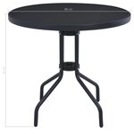 vidaXL Table de jardin Noir 80 cm Acier et verre