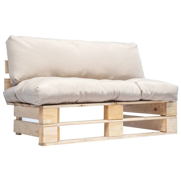 vidaXL Canapé de jardin palette avec coussins sable Pinède