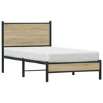 vidaXL Cadre de lit en métal sans matelas chêne sonoma 90x190 cm