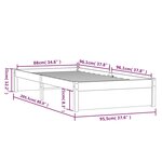 vidaXL Cadre de lit Gris Bois massif 90x200 cm