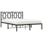 vidaXL Cadre de lit métal avec tête de lit noir 140x200 cm