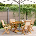 vidaXL Ensemble à manger de jardin 5 Pièces beige tissu et bois massif