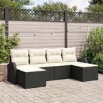 vidaXL Ensemble de canapé de jardin de 6 pièces avec coussins noir en poly rotin