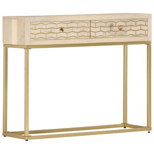 vidaXL Table console Doré 90 x 30 x 75 cm Bois de manguier massif