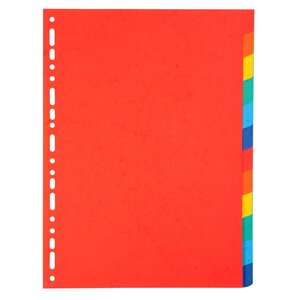 Intercalaires Carte 220g 12 Positions - A4 - Couleurs Assorties - X 25 - Exacompta