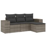 vidaXL Salon de jardin 4 Pièces avec coussins gris résine tressée