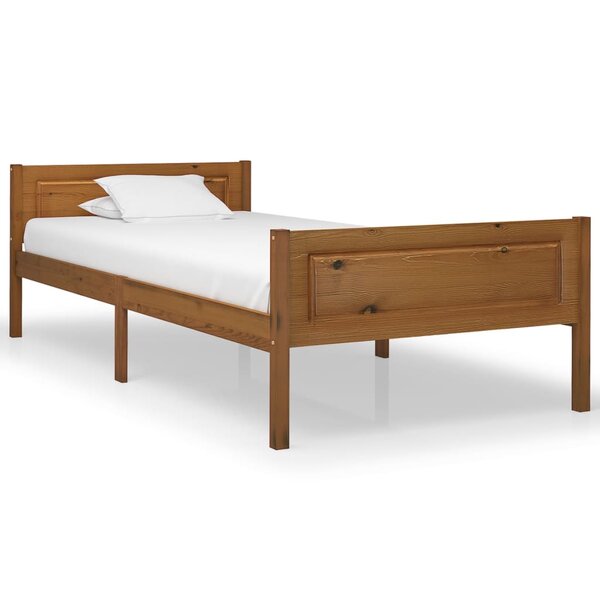 vidaXL Cadre de lit Bois de pin massif Marron miel 90x200 cm