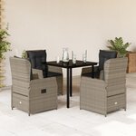 vidaXL Ensemble à manger de jardin et coussins 5 Pièces gris clair rotin
