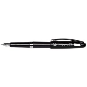Stylo plume tradio calligraphy pointe 1 8 mm noir x 12 pentel