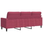 vidaXL Canapé à 3 places Rouge bordeaux 180 cm Velours