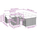 Ensemble de Canapés de Jardin 9 Pièces avec Coussins Noir Poly Rotin
