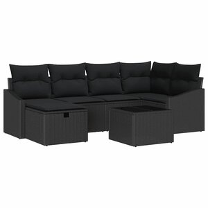 vidaXL Ensemble de canapé de jardin avec coussin 7 Pièces Noir
