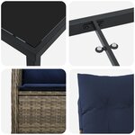 vidaXL Set de Salle à Manger de Jardin de 9 Pièces avec Coussins Noir Rattan Poly