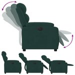 vidaXL Fauteuil inclinable électrique vert foncé velours