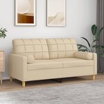 vidaXL Canapé 2 places avec oreillers décoratifs crème 140 cm tissu