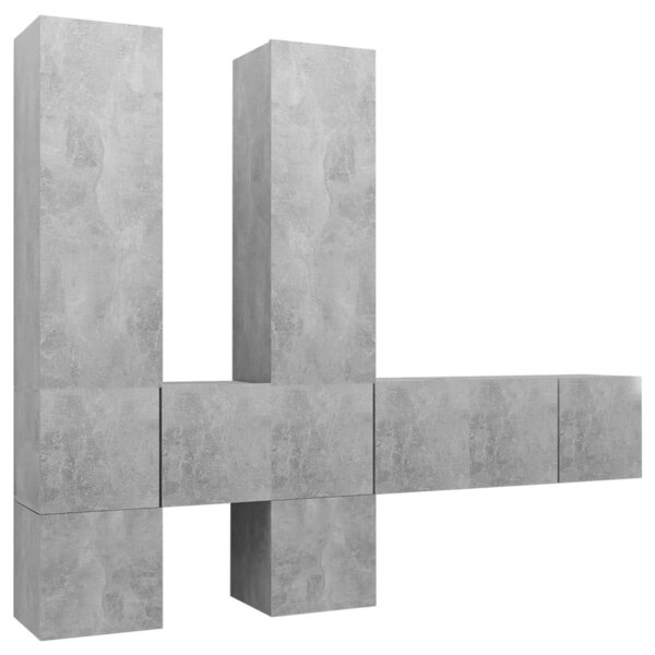 vidaXL Ensemble de meubles TV 7 Pièces Gris béton Bois d'ingénierie
