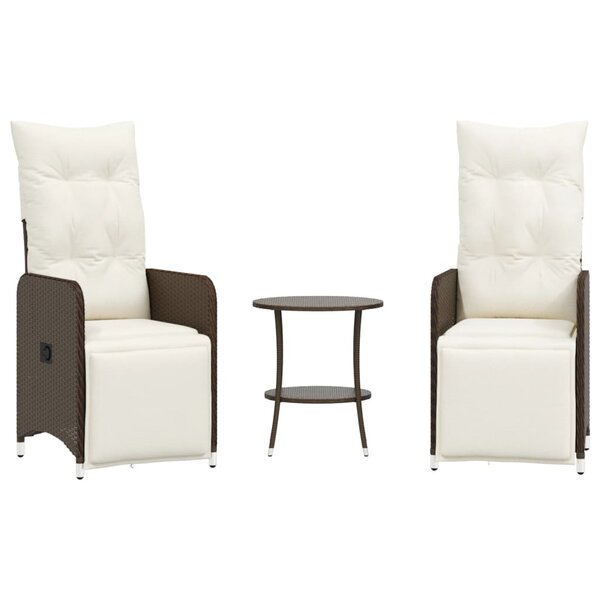 vidaXL Chaises de jardin inclinables lot de 2 et table résine tressée