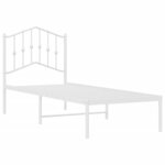 vidaXL Cadre de lit métal sans matelas avec tête de lit blanc 75x190cm