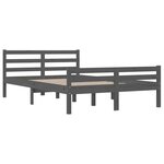 vidaXL Cadre de lit Gris Bois massif 140x190 cm