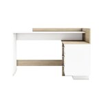 Bureau d'angle 3 tiroirs - chêne et blanc - 128 5 x 105 7 x 83 2 cm - THALES