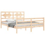 vidaXL Cadre de lit avec tête de lit king size bois massif