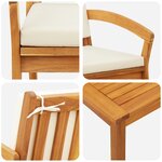 vidaXL Ensemble Bistro 3 pièces avec coussins - Bois d'acacia massif