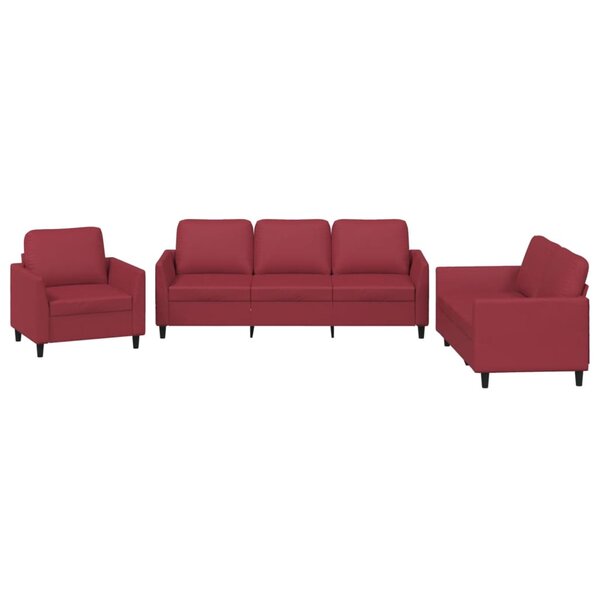 vidaXL Ensemble de canapés 3 Pièces et coussins Rouge bordeaux Similicuir