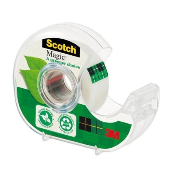 Dévidoir à main transparent en plastique recyclé 90% avec rouleau magic recyclé scotch
