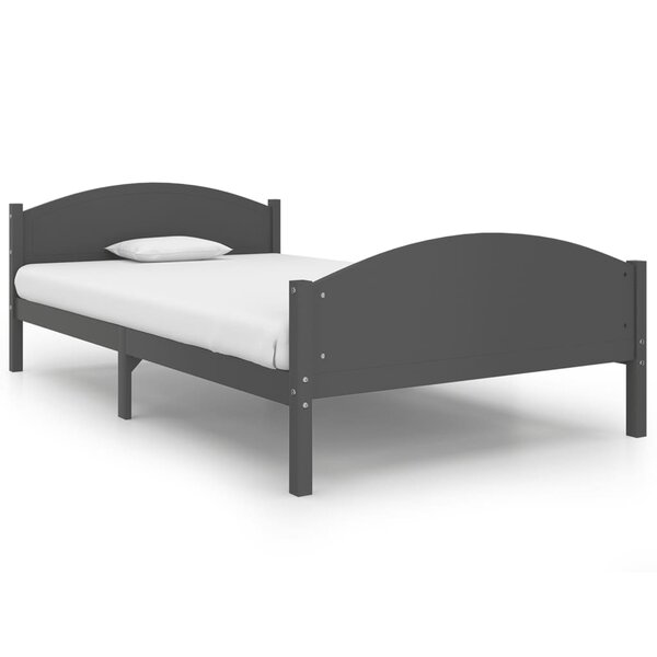 vidaXL Cadre de lit Gris foncé Bois de pin massif 120x200 cm