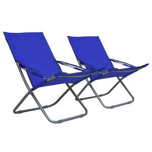 vidaXL Chaises pliables de plage lot de 2 Tissu Bleu