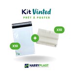 Kit colis Vinted - 10 enveloppes plastique N°2 (230x330 mm) + 10 pochettes porte-documents