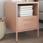 vidaXL Table de chevet rose 36x39x50 5 cm acier laminé à froid