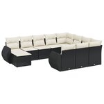 vidaXL Salon de jardin 11 Pièces avec coussins noir résine tressée