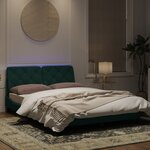 vidaXL Cadre de lit avec lumières LED vert foncé 140x190 cm velours