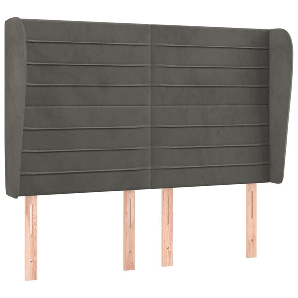 vidaXL Tête de lit avec oreilles Gris foncé 147x23x118/128 cm Velours
