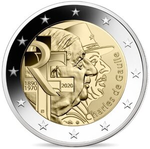 Monnaie 2 euros commémorative france 2020 - charles de gaulle