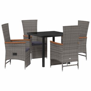 vidaXL Ensemble de salle à manger pour jardin 5 Pièces Gris Poly rotin