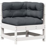 vidaXL Salon de jardin 7 Pièces avec coussins blanc bois de pin massif