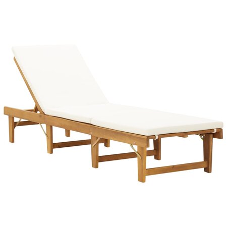 vidaXL Chaise longue pliante avec coussin Bois d'acacia solide