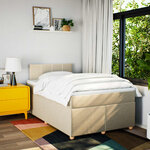 vidaXL Sommier à lattes de lit avec matelas Crème 120x200 cm Tissu
