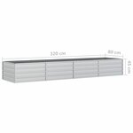 vidaXL Lit surélevé de jardin 320x80x45 cm Acier galvanisé Argenté
