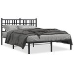 vidaXL Cadre de lit métal avec tête de lit noir 120x190 cm
