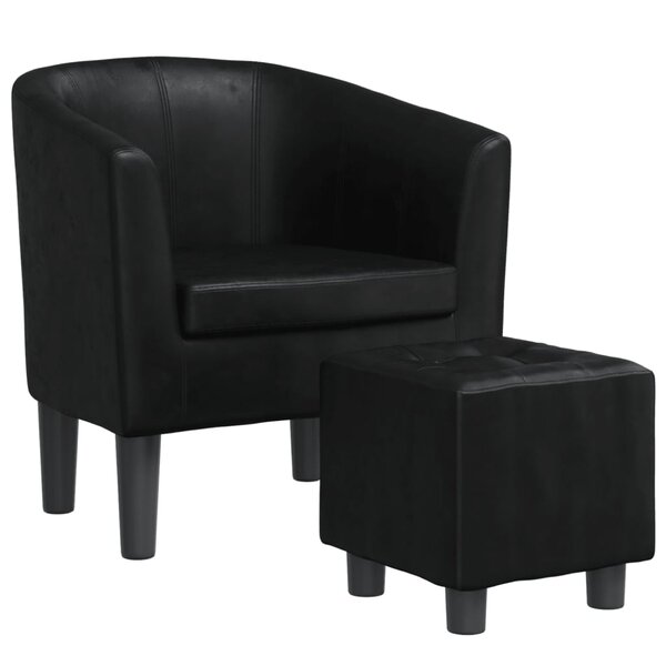 vidaXL Fauteuil cabriolet avec repose-pied noir similicuir