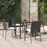 vidaXL Ensemble à manger de jardin coussins 5Pièces Noir Résine tressée