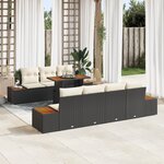 vidaXL Ensemble salle à manger jardin 8 pièces avec coussins en Rattan Poly noir