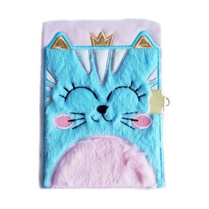 Journal intime couverture peluche - 12 x 17 cm - chat