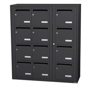 Bloc collectif Leabox 3x4 grade 3 simple face intérieur fixation murale gris anthracite ral 7016 finition brillante