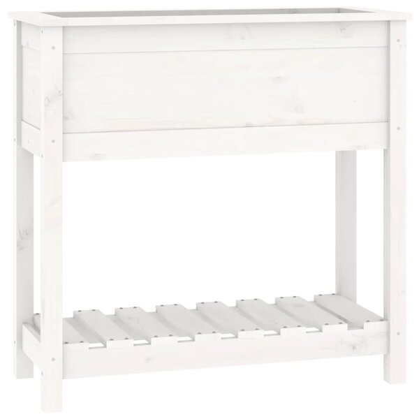 vidaXL Jardinière avec étagère Blanc 82 5x34 5x81cm Bois massif de pin